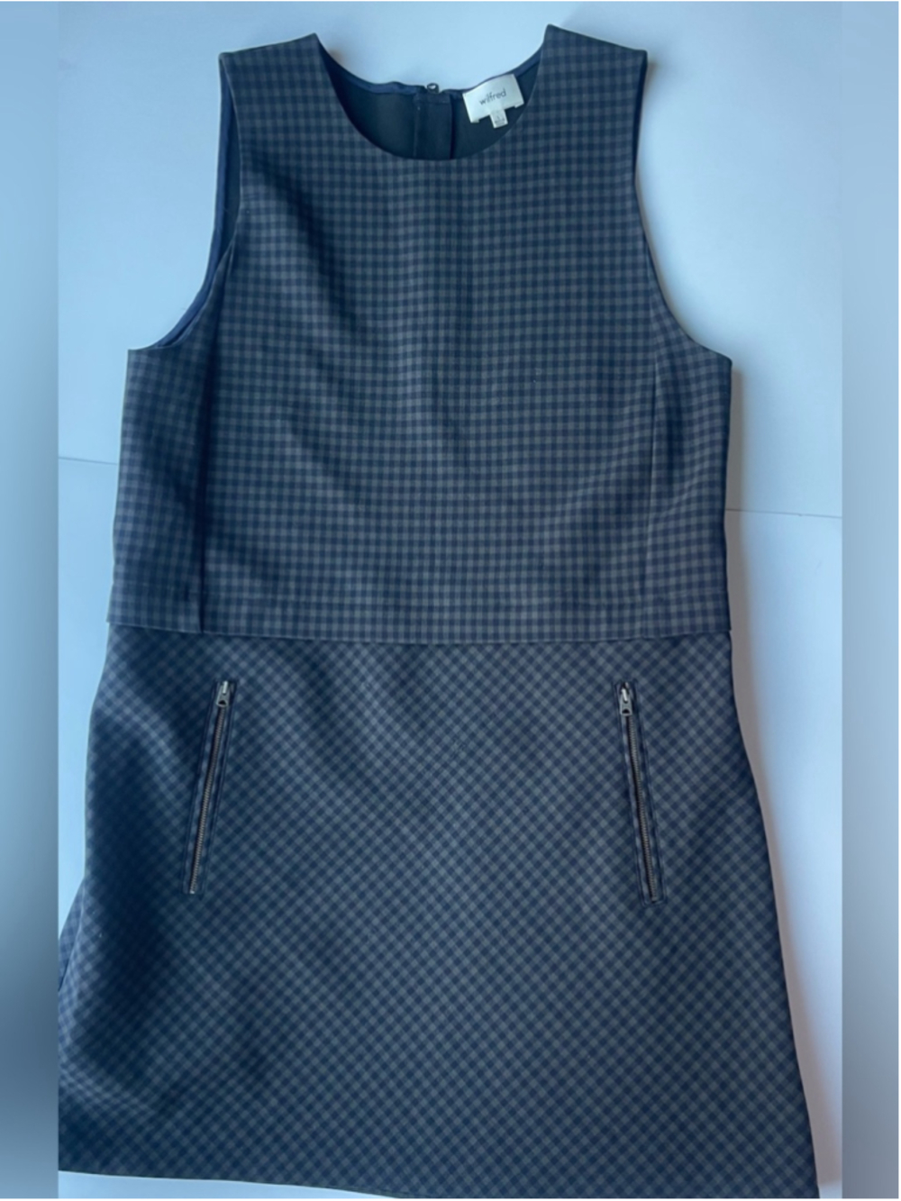 Aritzia Wilfred Plaid Mini Dress Sleeveless Tailored Zip Pocket - Picture 3 of 8